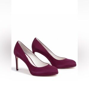 Stuart Weitzman Women's 5.5 Platform Suede Burgundy Stilettos Heel Pumps Shoes
